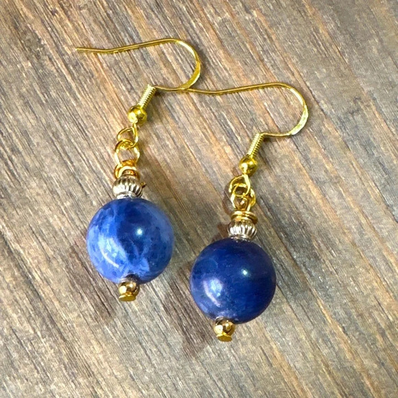 Alquimia Blue and Gold Earrings - Picture 2 of 6